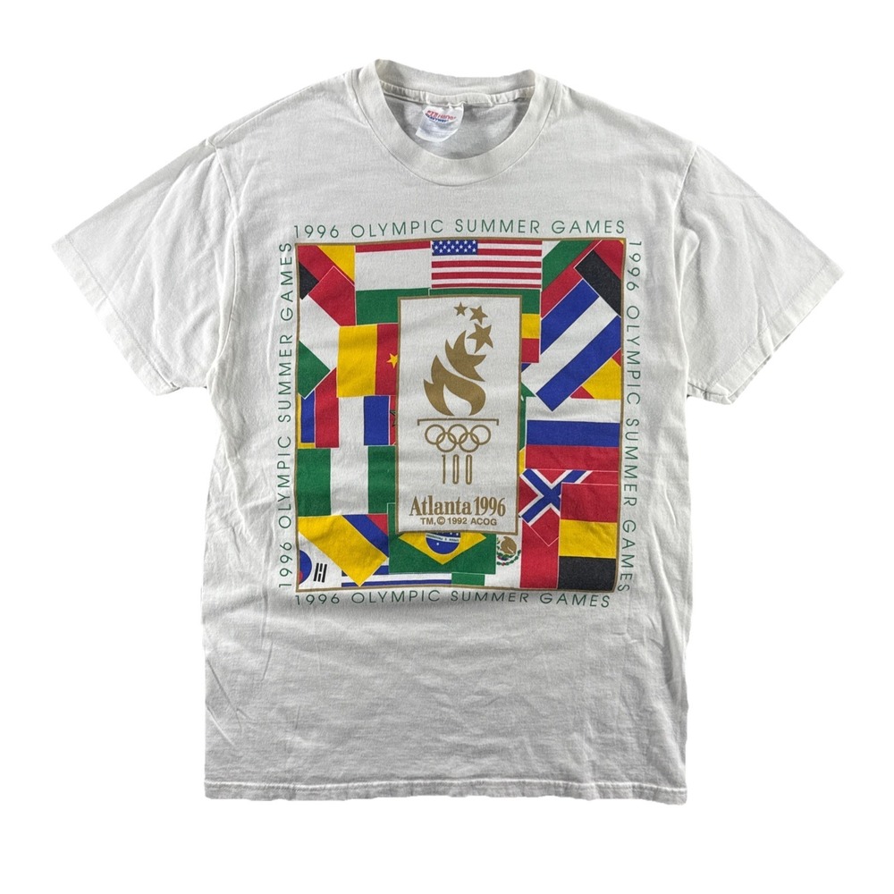 Vintage 1996 Atlanta Olympics Hanes Heavyweight T-Shirt Mens Medium Summer Games